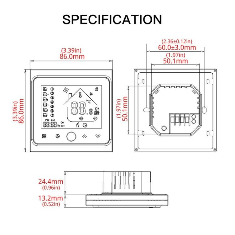 BHT-002GBLW เทอร์โมสตัทห้องแบบดิจิทัล LCD ระบบทำความร้อนอิเล็กทรอนิกส์ 16A พร้อมเซนเซอร์และแสดงเวลา ควบคุม WiFi, BHT-002GBLW 16A (สีดำ) ระบบทำความร้อนอิเล็กทรอนิกส์, BHT-002GBLW 16A (สีขาว) ระบบทำความร้อนอิเล็กทรอนิกส์
