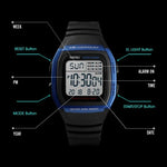 SKMEI 1278 นาฬิกาดิจิทัลแฟชั่นสำหรับกลางแจ้ง กันน้ำ 50 ม. นาฬิกาข้อมือกีฬา สำหรับนักเรียน รองรับนาฬิกาปลุก 5 กลุ่ม (ไทเทเนียม) SKMEI 1278