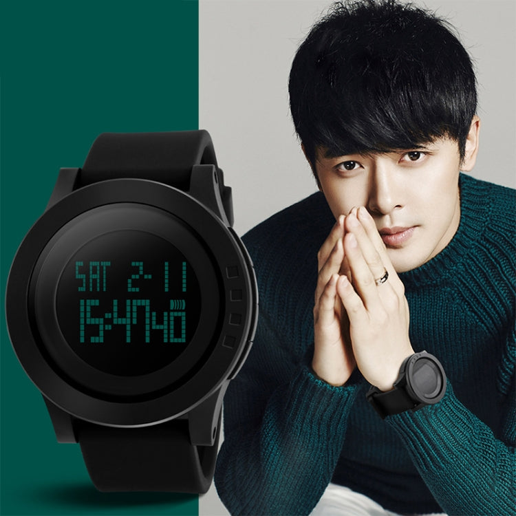 SKMEI 1142 นาฬิกาดิจิทัลผู้ชายมัลติฟังก์ชันสำหรับกีฬากลางแจ้งเรืองแสง กันน้ำ ซิลิโคน