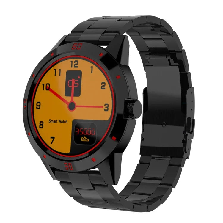 N6 นาฬิกาสมาร์ทหน้าจอ TFT 1.3 นิ้ว MTK2502C บลูทูธ 4.0, สายรัดนาฬิกาสแตนเลส, รองรับการตรวจวัดอัตราการเต้นหัวใจ & เครื่องนับก้าว & ตรวจวัดการนอนหลับ & แจ้งเตือนการนั่งนาน, สายรัดนาฬิกาสแตนเลส/สีดำ, สายรัดนาฬิกาสแตนเลส/สีเงิน