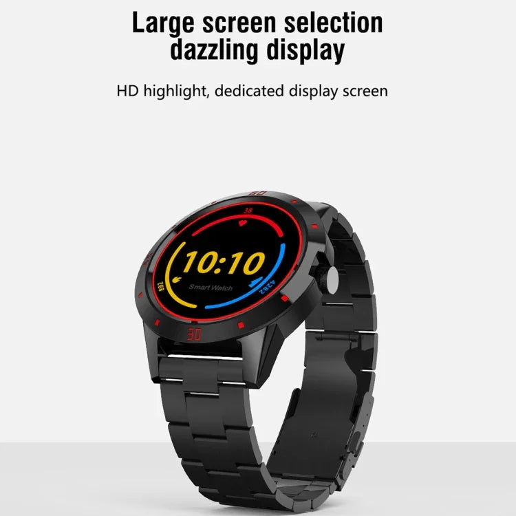 N6 นาฬิกาสมาร์ทหน้าจอ TFT 1.3 นิ้ว MTK2502C บลูทูธ 4.0, สายรัดนาฬิกาสแตนเลส, รองรับการตรวจวัดอัตราการเต้นหัวใจ & เครื่องนับก้าว & ตรวจวัดการนอนหลับ & แจ้งเตือนการนั่งนาน, สายรัดนาฬิกาสแตนเลส/สีดำ, สายรัดนาฬิกาสแตนเลส/สีเงิน