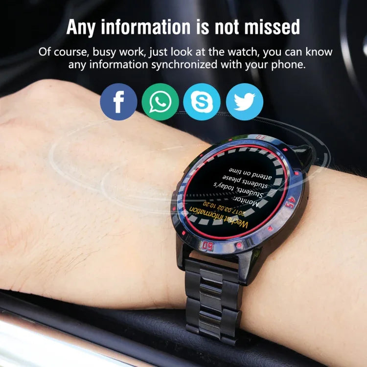 N6 นาฬิกาสมาร์ทหน้าจอ TFT 1.3 นิ้ว MTK2502C บลูทูธ 4.0, สายรัดนาฬิกาสแตนเลส, รองรับการตรวจวัดอัตราการเต้นหัวใจ & เครื่องนับก้าว & ตรวจวัดการนอนหลับ & แจ้งเตือนการนั่งนาน, สายรัดนาฬิกาสแตนเลส/สีดำ, สายรัดนาฬิกาสแตนเลส/สีเงิน