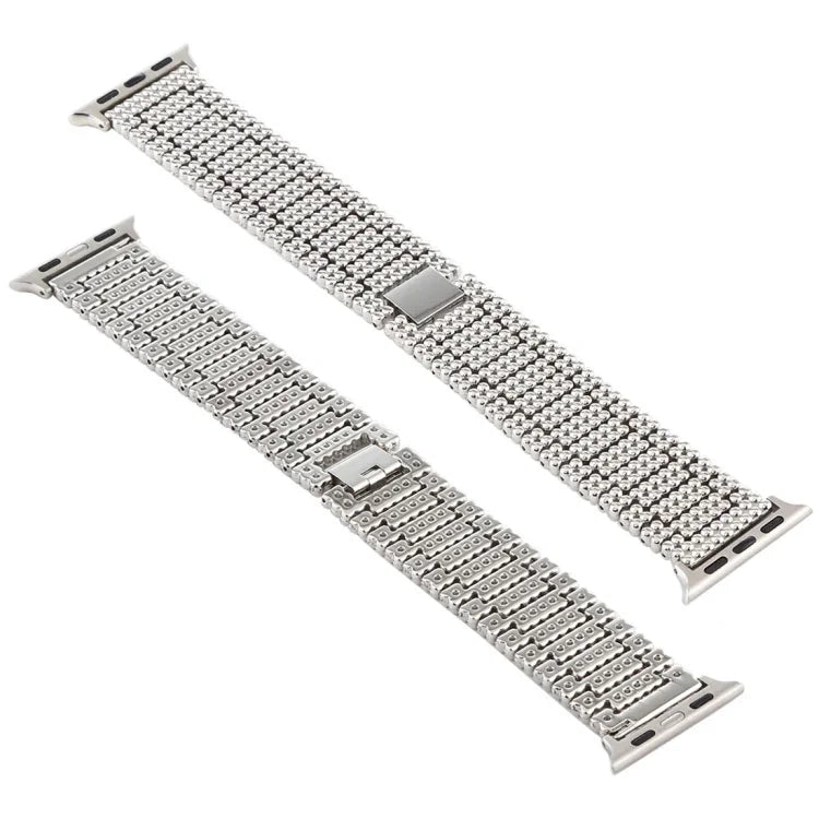 For Apple Watch Ultra 49mm&Watch Ultra 2 49mm / Series 10 46mm / 9&8&7 45mm / SE 3&SE 2&6&SE&5&4 44mm / 3&2&1 42mm Nine Beads Stainless Steel Wrist Strap Watch Band, For Apple Watch Series 7 45mm / 6 & SE & 5 & 4 44mm / 3 & 2 & 1 42mm