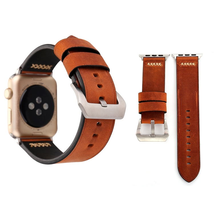 สำหรับสาย Apple Watch Ultra 49 มม. & Watch Ultra 2 49 มม. / Series 10 ขนาด 46 มม. / 9&8&7 ขนาด 45 มม. / SE 3&SE 2&6&SE&5&4 ขนาด 44 มม. / 3&2&1 ขนาด 42 มม. สายหนังแท้ลายเส้น XX แบบย้อนยุค สำหรับขนาด 42 มม.