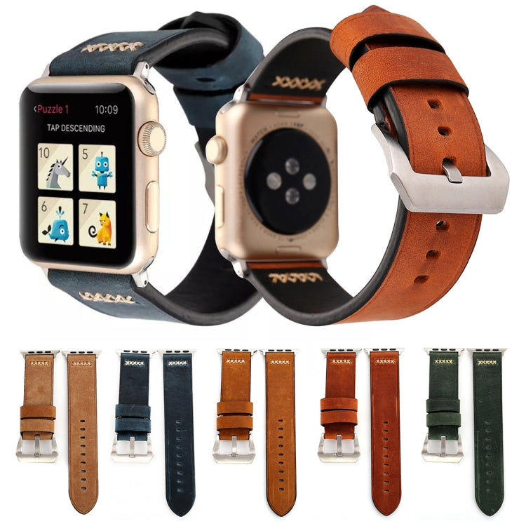 สำหรับสาย Apple Watch Ultra 49 มม. & Watch Ultra 2 49 มม. / Series 10 ขนาด 46 มม. / 9&8&7 ขนาด 45 มม. / SE 3&SE 2&6&SE&5&4 ขนาด 44 มม. / 3&2&1 ขนาด 42 มม. สายหนังแท้ลายเส้น XX แบบย้อนยุค สำหรับขนาด 42 มม.