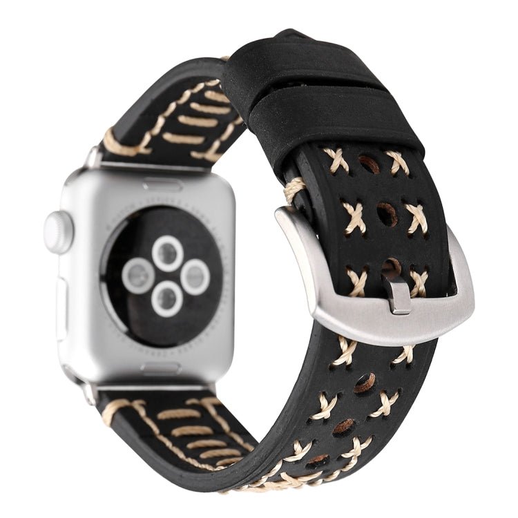 สำหรับสาย Apple Watch Ultra 49 มม. & Watch Ultra 2 49 มม. / Series 10 ขนาด 46 มม. / 9&8&7 ขนาด 45 มม. / SE 3&SE 2&6&SE&5&4 ขนาด 44 มม. / 3&2&1 ขนาด 42 มม. สายหนังแท้ลายเส้นแมนนวล สำหรับขนาด 42 มม.