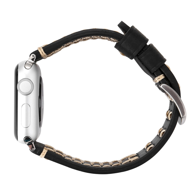 สำหรับสาย Apple Watch Ultra 49 มม. & Watch Ultra 2 49 มม. / Series 10 ขนาด 46 มม. / 9&8&7 ขนาด 45 มม. / SE 3&SE 2&6&SE&5&4 ขนาด 44 มม. / 3&2&1 ขนาด 42 มม. สายหนังแท้ลายเส้นแมนนวล สำหรับขนาด 42 มม.
