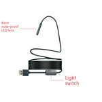 กล้องส่องตรวจสอบ WiFi ความละเอียด 2.0MP ขนาดเลนส์ 8 มม. YPC110 พร้อมไฟ LED 8 ดวง กันน้ำ IP68 สายอ่อนยาว 5 ม.