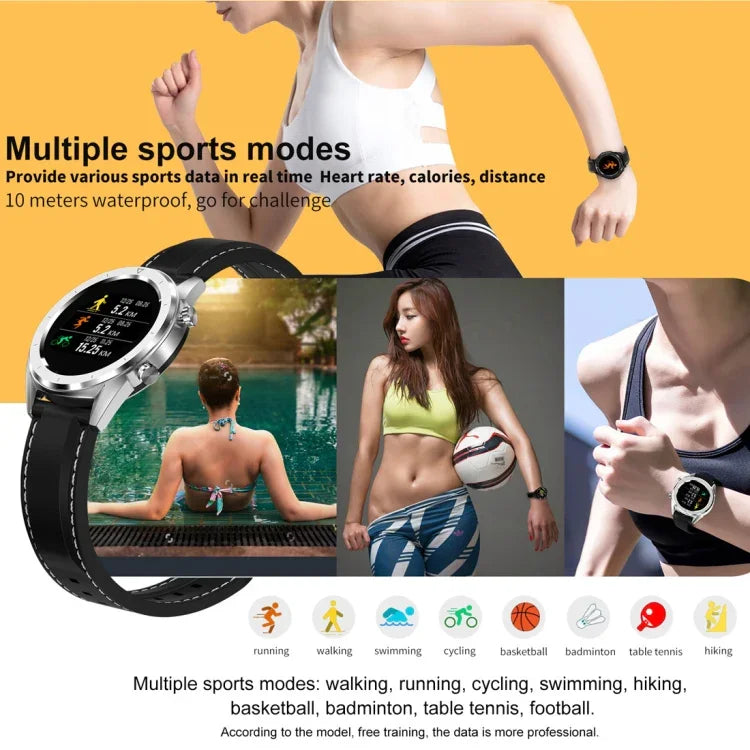 DT28 สมาร์ทวอทช์สายซิลิโคนกันน้ำ IP68 ขนาด 1.54 นิ้ว บลูทูธ 4.2 รองรับการแจ้งเตือนสายเรียกเข้า / ตรวจวัดความดันโลหิต / ชำระเงินผ่านนาฬิกา