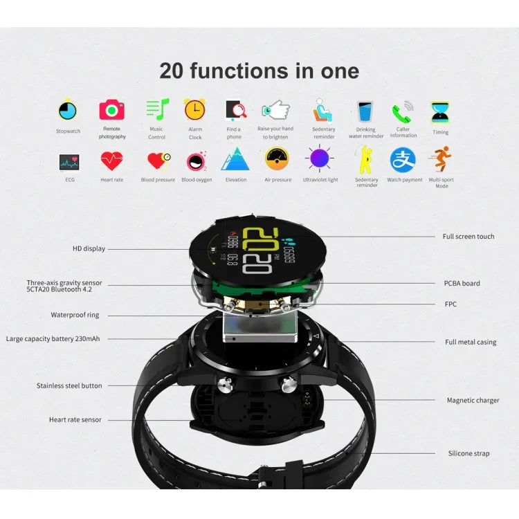 DT28 สมาร์ทวอทช์สายซิลิโคนกันน้ำ IP68 ขนาด 1.54 นิ้ว บลูทูธ 4.2 รองรับการแจ้งเตือนสายเรียกเข้า / ตรวจวัดความดันโลหิต / ชำระเงินผ่านนาฬิกา