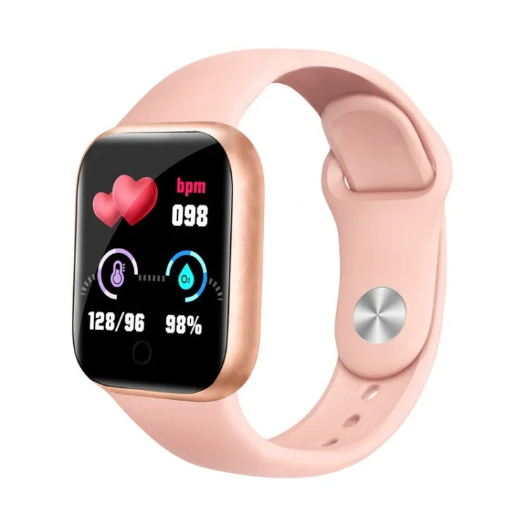 Y68 สมาร์ทวอทช์หน้าจอ 1.44 นิ้ว รองรับการตรวจวัดอัตราการเต้นหัวใจ ความดันโลหิต และออกซิเจนในเลือด, Y68 สีดำ, Y68 สีชมพู, Y68 สีขาว