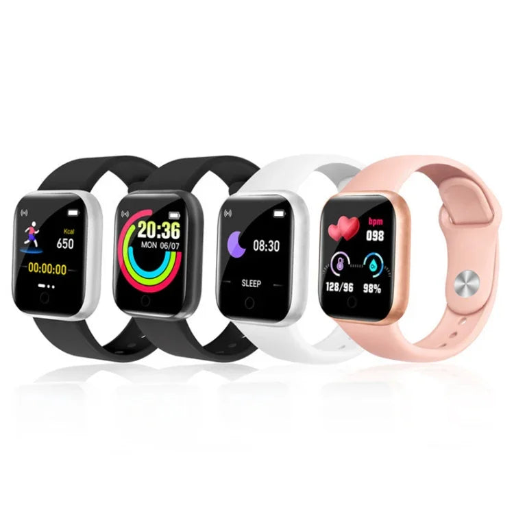 Y68 สมาร์ทวอทช์หน้าจอ 1.44 นิ้ว รองรับการตรวจวัดอัตราการเต้นหัวใจ ความดันโลหิต และออกซิเจนในเลือด, Y68 สีดำ, Y68 สีชมพู, Y68 สีขาว