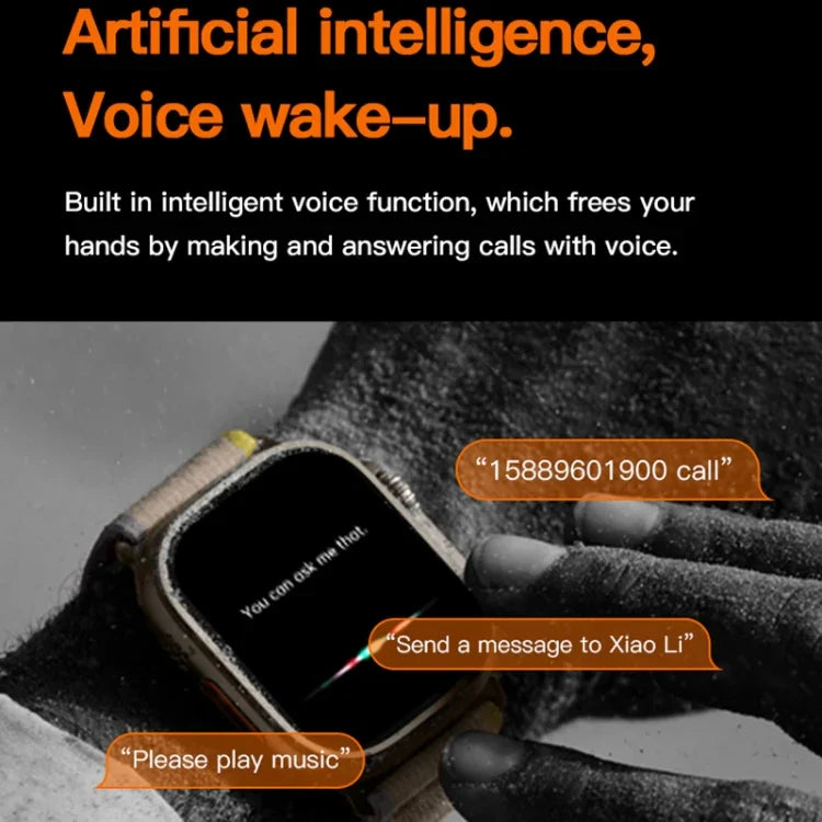 T800 Ultra สมาร์ทวอทช์สายซิลิโคนขนาด 1.99 นิ้ว รองรับวัดอัตราการเต้นหัวใจ / ECG, สายซิลิโคน