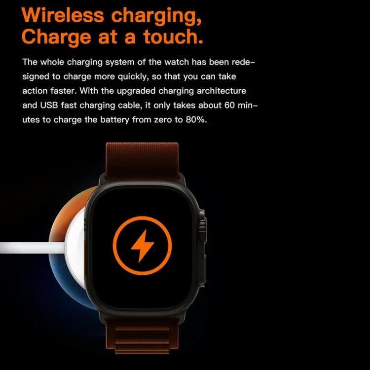 T800 Ultra สมาร์ทวอทช์สายซิลิโคนขนาด 1.99 นิ้ว รองรับวัดอัตราการเต้นหัวใจ / ECG, สายซิลิโคน