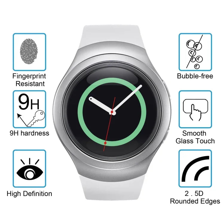 ฟิล์มกระจกนิรภัยแข็ง 9H หนา 0.2 มม. 2.15D ป้องกันการระเบิด ENKAY Hat-Prince สำหรับ Samsung Gear S2 สมาร์ทวอทช์ 2 ชิ้น