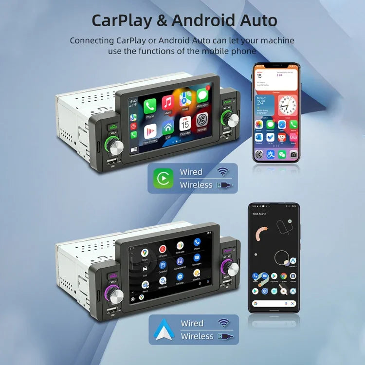 เครื่องเล่น MP5 รถยนต์ไร้สาย M160W 5 นิ้ว รองรับการเชื่อมต่อหน้าจอโทรศัพท์ / ควบคุมพวงมาลัย, M160W
