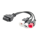 For Honda / Yamaha 3 in 1 OBDII Female to 3 Pin+4 Pin+6 Pin Motorcycle Connector Cable, For Honda / Yamaha (Red)