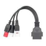 For Honda / Yamaha 3 in 1 OBDII Female to 3 Pin+4 Pin+6 Pin Motorcycle Connector Cable, For Honda / Yamaha (Red)