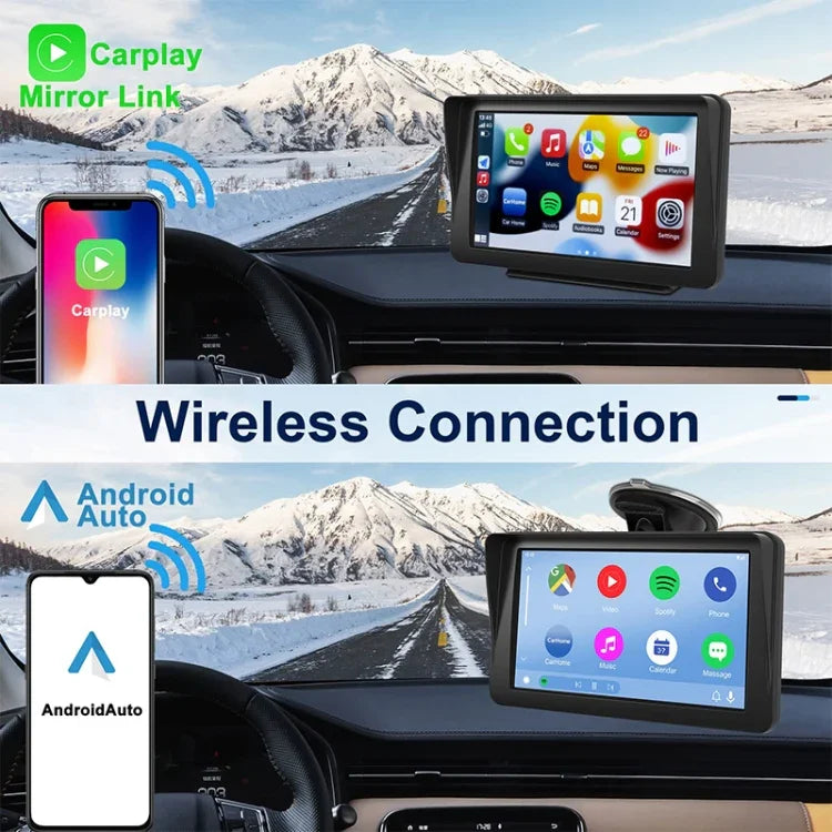P701S เครื่องนำทางรถยนต์อัจฉริยะหน้าจอสัมผัสไร้สายขนาด 7 นิ้ว รองรับ CarPlay Bluetooth พร้อมภาพถอยหลัง, P701S
