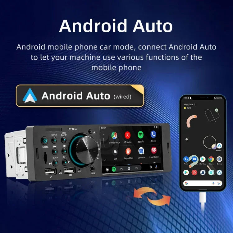 เครื่องรับวิทยุรถยนต์ขนาด 4 นิ้ว ความละเอียด 800x480P เครื่องเล่น MP5 รองรับ FM, บลูทูธ, การ์ด SD พร้อมรีโมท รุ่น F7805C