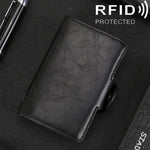 X-7 กระเป๋าหนังอลูมิเนียมลายหนังม้าบ้า RFID ป้องกันแม่เหล็ก อเนกประสงค์