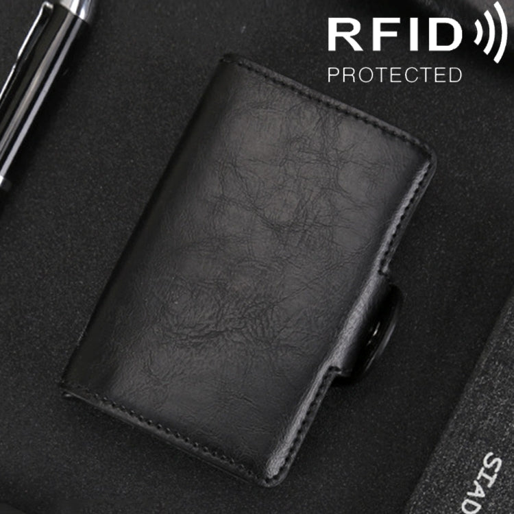 X-7 กระเป๋าหนังอลูมิเนียมลายหนังม้าบ้า RFID ป้องกันแม่เหล็ก อเนกประสงค์