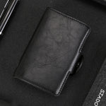 X-7 กระเป๋าหนังอลูมิเนียมลายหนังม้าบ้า RFID ป้องกันแม่เหล็ก อเนกประสงค์