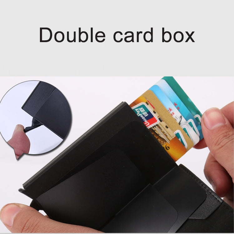 X-7 กระเป๋าหนังอลูมิเนียมลายหนังม้าบ้า RFID ป้องกันแม่เหล็ก อเนกประสงค์
