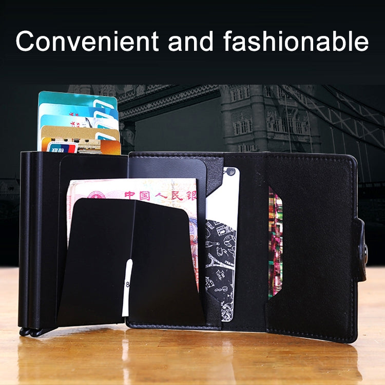X-7 กระเป๋าหนังอลูมิเนียมลายหนังม้าบ้า RFID ป้องกันแม่เหล็ก อเนกประสงค์