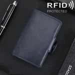 X-7 กระเป๋าหนังอลูมิเนียมลายหนังม้าบ้า RFID ป้องกันแม่เหล็ก อเนกประสงค์
