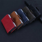 X-7 กระเป๋าหนังอลูมิเนียมลายหนังม้าบ้า RFID ป้องกันแม่เหล็ก อเนกประสงค์