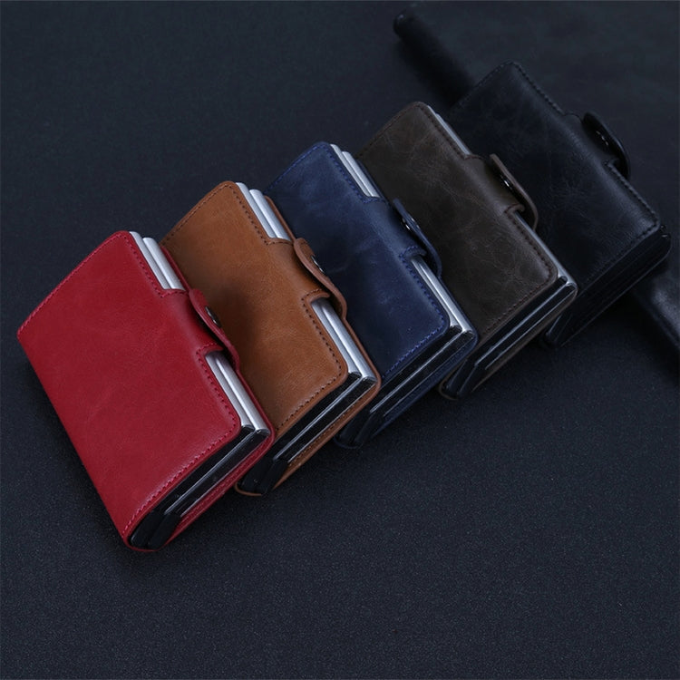X-7 กระเป๋าหนังอลูมิเนียมลายหนังม้าบ้า RFID ป้องกันแม่เหล็ก อเนกประสงค์