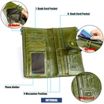 กระเป๋าสตางค์หนังวัวพับยาว 3520 ป้องกันคลื่นแม่เหล็ก RFID สำหรับผู้หญิง พร้อมช่องใส่บัตร, สีแดง 3520, สีน้ำตาลเหลือง 3520, สีดำ 3520, สีกาแฟ 3520, สีน้ำเงิน 3520