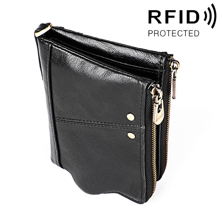 3533 กระเป๋าสตางค์หนังวัวลายม้าบ้าแบบพับ ป้องกัน RFID สำหรับผู้ชาย พร้อมช่องใส่บัตร, 3533 สีน้ำตาลเหลือง, 3533 สีดำ, 3533 สีน้ำตาลกาแฟ, 3533 สีน้ำเงิน, 3533 สีแดง