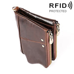 3533 กระเป๋าสตางค์หนังวัวลายม้าบ้าแบบพับ ป้องกัน RFID สำหรับผู้ชาย พร้อมช่องใส่บัตร, 3533 สีน้ำตาลเหลือง, 3533 สีดำ, 3533 สีน้ำตาลกาแฟ, 3533 สีน้ำเงิน, 3533 สีแดง
