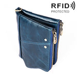 3533 กระเป๋าสตางค์หนังวัวลายม้าบ้าแบบพับ ป้องกัน RFID สำหรับผู้ชาย พร้อมช่องใส่บัตร, 3533 สีน้ำตาลเหลือง, 3533 สีดำ, 3533 สีน้ำตาลกาแฟ, 3533 สีน้ำเงิน, 3533 สีแดง