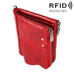 3533 กระเป๋าสตางค์หนังวัวลายม้าบ้าแบบพับ ป้องกัน RFID สำหรับผู้ชาย พร้อมช่องใส่บัตร, 3533 สีน้ำตาลเหลือง, 3533 สีดำ, 3533 สีน้ำตาลกาแฟ, 3533 สีน้ำเงิน, 3533 สีแดง