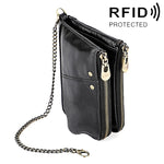 กระเป๋าสตางค์หนังวัวลายม้าบ้าที่ยาว LT3533 พับได้ ป้องกันคลื่นแม่เหล็ก RFID สำหรับผู้ชาย พร้อมช่องใส่บัตรและสายสะพายไหล่, สีเหลืองน้ำตาล LT3533, สีดำ LT3533, สีกาแฟ LT3533, สีน้ำเงิน LT3533, สีแดง LT3533