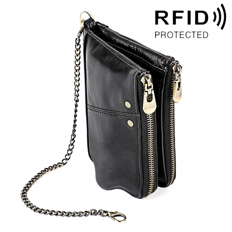 กระเป๋าสตางค์หนังวัวลายม้าบ้าที่ยาว LT3533 พับได้ ป้องกันคลื่นแม่เหล็ก RFID สำหรับผู้ชาย พร้อมช่องใส่บัตรและสายสะพายไหล่, สีเหลืองน้ำตาล LT3533, สีดำ LT3533, สีกาแฟ LT3533, สีน้ำเงิน LT3533, สีแดง LT3533