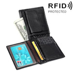 กระเป๋าสตางค์หนังลาย Crazy Horse สไตล์เรโทรแนวนอน 8020 ป้องกัน RFID สำหรับผู้ชาย พร้อมช่องใส่บัตร สีดำ 8020, กาแฟ 8020, น้ำตาลเหลือง 8020