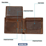 กระเป๋าสตางค์หนังลาย Crazy Horse สไตล์เรโทรแนวนอน 8020 ป้องกัน RFID สำหรับผู้ชาย พร้อมช่องใส่บัตร สีดำ 8020, กาแฟ 8020, น้ำตาลเหลือง 8020