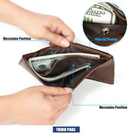 กระเป๋าสตางค์หนังลาย Crazy Horse สไตล์เรโทรแนวนอน 8020 ป้องกัน RFID สำหรับผู้ชาย พร้อมช่องใส่บัตร สีดำ 8020, กาแฟ 8020, น้ำตาลเหลือง 8020