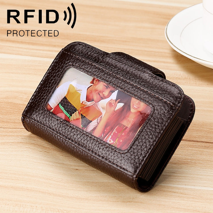 กระเป๋าสตางค์หนังวัวแนวนอน KB188 รูปทรงออร์แกน ช่องใส่บัตรหลายช่อง ป้องกันคลื่นแม่เหล็ก RFID สำหรับผู้หญิง พร้อมหน้าต่างใส, สีม่วง KB188, สีชมพูแดง KB188, สีน้ำเงินแซฟไฟร์ KB188, สีดำ KB188, สีกาแฟ KB188
