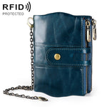 LT3539 กระเป๋าสตางค์หนังวัวซิปพร้อมหัวเข็มขัด กันแม่เหล็ก RFID สำหรับผู้ชาย มีช่องใส่บัตรและสายสะพาย LT3539 สายสะพายสีน้ำเงิน, LT3539 สายสะพายสีแดง, LT3539 สีน้ำตาลเหลือง