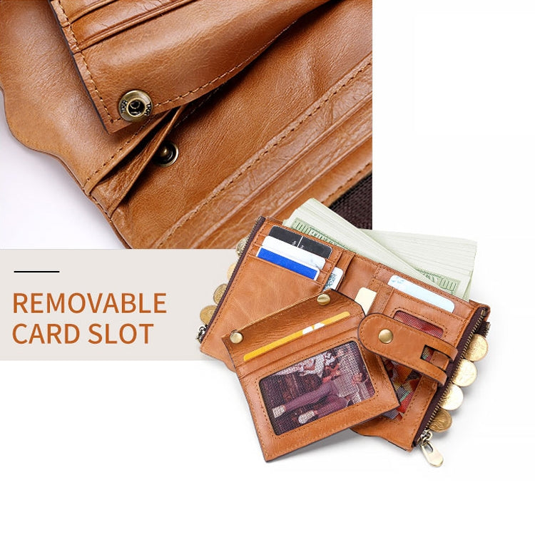 LT3539 กระเป๋าสตางค์หนังวัวซิปพร้อมหัวเข็มขัด กันแม่เหล็ก RFID สำหรับผู้ชาย มีช่องใส่บัตรและสายสะพาย LT3539 สายสะพายสีน้ำเงิน, LT3539 สายสะพายสีแดง, LT3539 สีน้ำตาลเหลือง