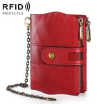 LT3539 กระเป๋าสตางค์หนังวัวซิปพร้อมหัวเข็มขัด กันแม่เหล็ก RFID สำหรับผู้ชาย มีช่องใส่บัตรและสายสะพาย LT3539 สายสะพายสีน้ำเงิน, LT3539 สายสะพายสีแดง, LT3539 สีน้ำตาลเหลือง