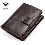 กระเป๋าสตางค์หนังม้าบ้า TP-201 แบบหลายฟังก์ชัน พร้อม RFID คลาสป์ วินเทจ, รุ่น TP-201