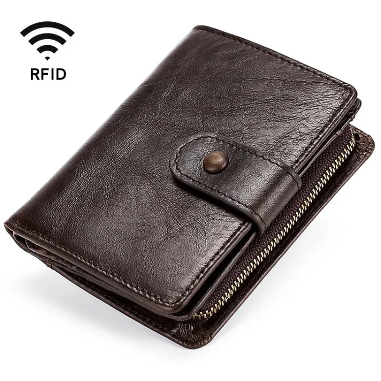 กระเป๋าสตางค์หนังม้าบ้า TP-201 แบบหลายฟังก์ชัน พร้อม RFID คลาสป์ วินเทจ, รุ่น TP-201