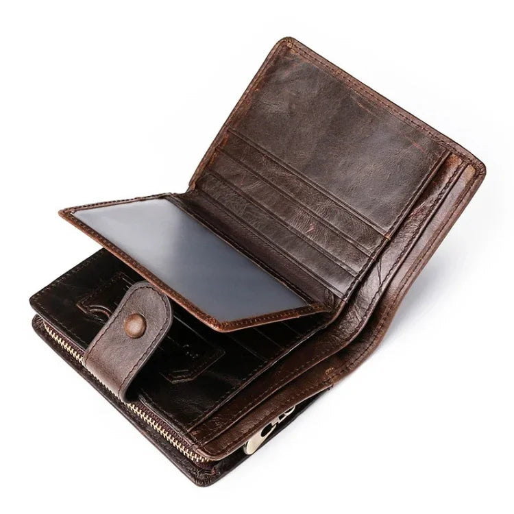 กระเป๋าสตางค์หนังม้าบ้า TP-201 แบบหลายฟังก์ชัน พร้อม RFID คลาสป์ วินเทจ, รุ่น TP-201