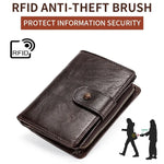 กระเป๋าสตางค์หนังม้าบ้า TP-201 แบบหลายฟังก์ชัน พร้อม RFID คลาสป์ วินเทจ, รุ่น TP-201